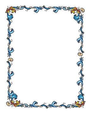 Decorative Blue Wave and Flower Page Border Frame Design HD phone wallpaper