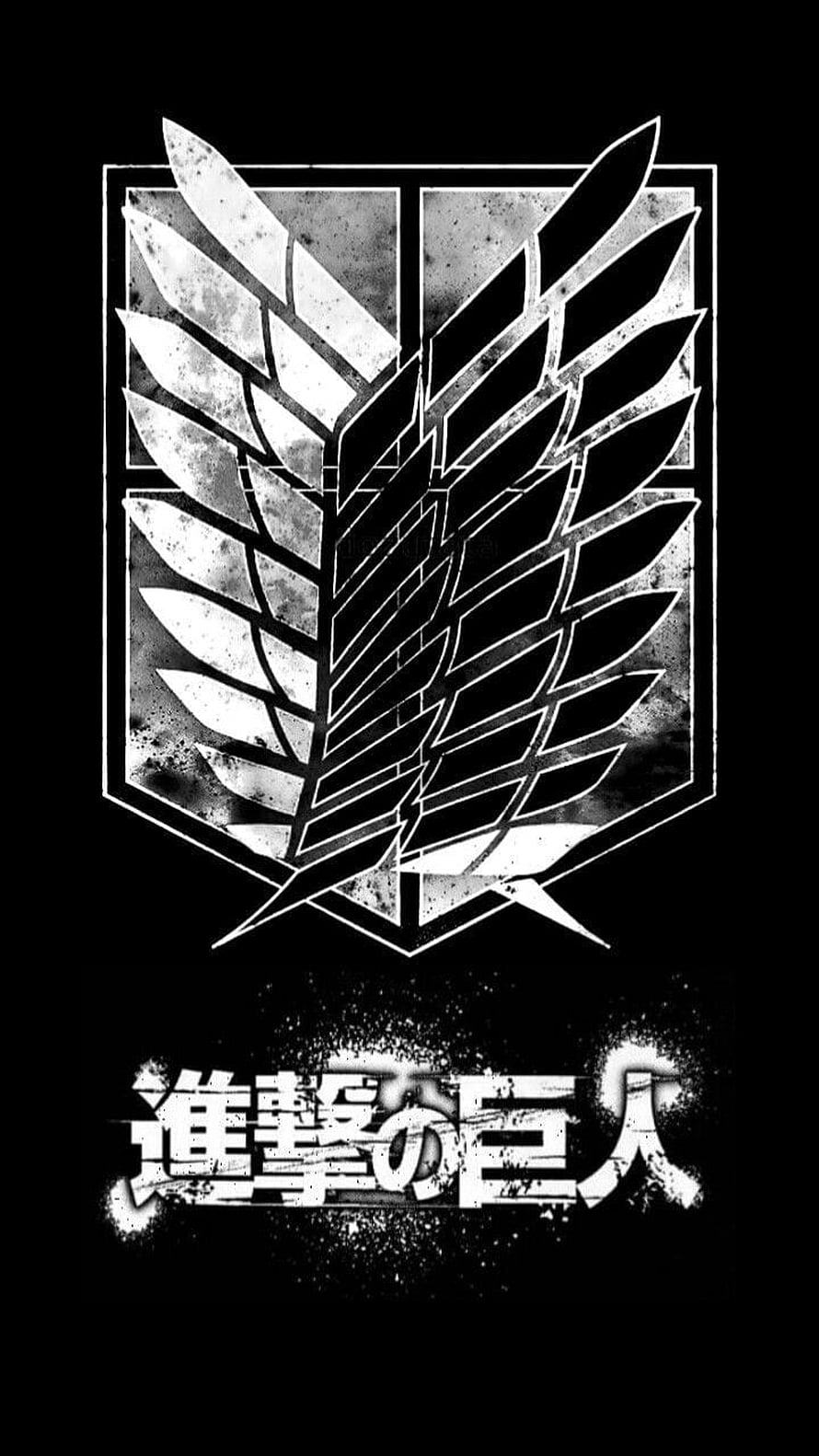 Attack on Titan Survey Corps Winged Emblem Logo on Black Background HD phone wallpaper