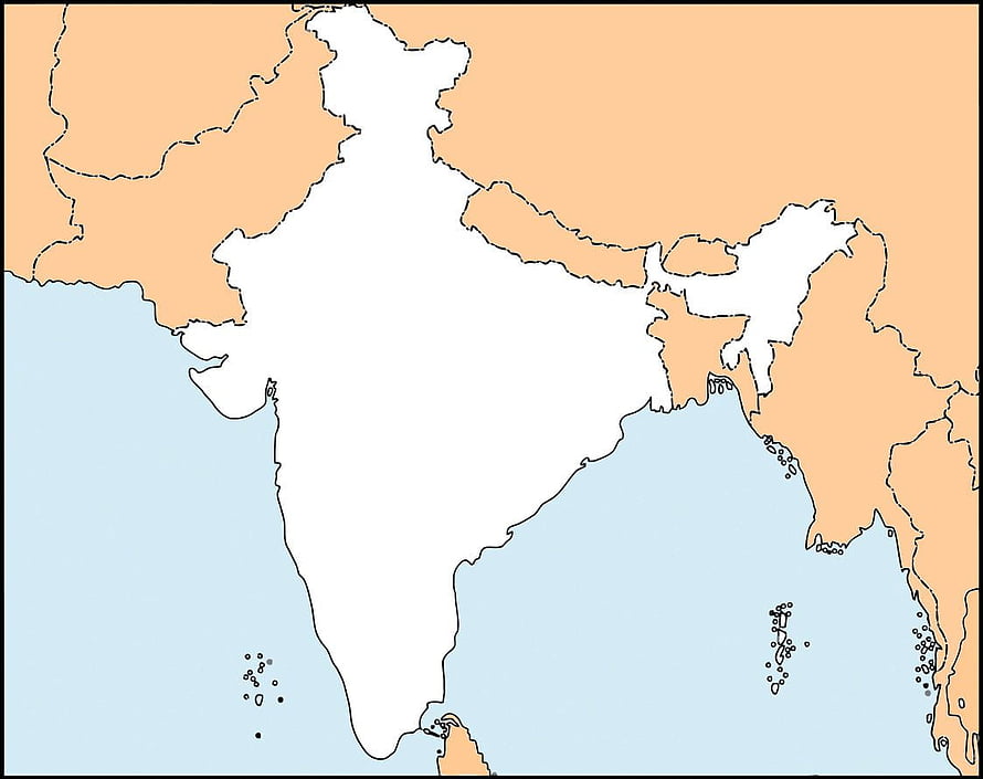 India Political Map Outline with Neighboring Countries and Regional Borders HD wallpaper