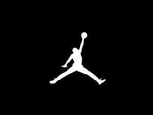 Air Jordan Jumpman Logo White Silhouette on Black Background HD wallpaper
