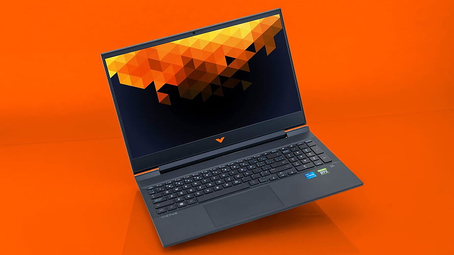 HP Victus 16 Gaming Laptop with Orange Accents on Vibrant Background HD wallpaper
