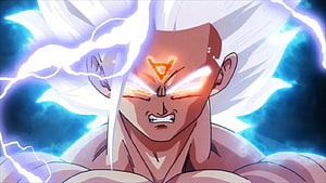 Goku Omni God Form Anime Character with Glowing Eyes and Energy Aura HD wallpaper