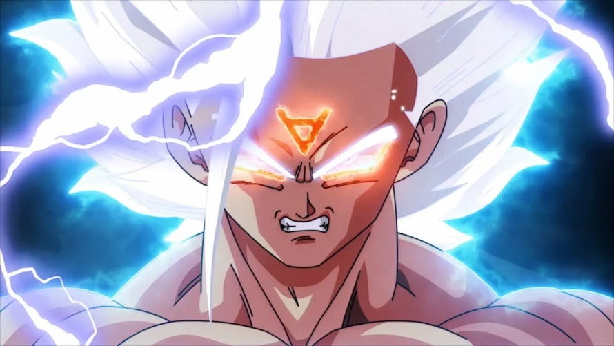 Goku Omni God Form Anime Character with Glowing Eyes and Energy Aura HD wallpaper
