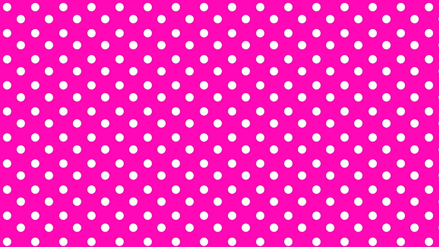 Vibrant Hot Pink Polka Dot Pattern with White Circles HD wallpaper