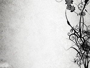 Elegant Black Floral Vine Silhouette on Textured White Background HD wallpaper
