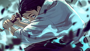 Yuta Okkotsu from Jujutsu Kaisen in a Dynamic Combat Pose with Sword HD wallpaper