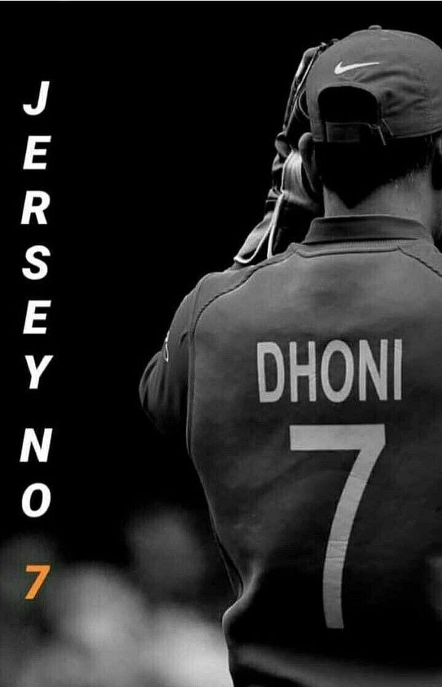 MS Dhoni Jersey Number 7 Cricket Player Black and White Portrait HD phone wallpaper