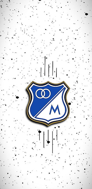 Millonarios FC Shield Emblem on Grunge Speckled White Background HD phone wallpaper