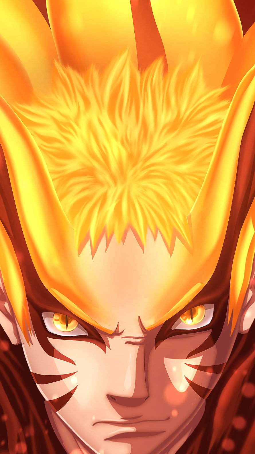 Naruto Uzumaki Baryon Mode Close-Up Portrait with Golden Aura and Intense Expression HD phone wallpaper