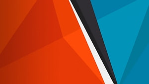 Vibrant Geometric Abstract Background with Orange and Blue Faceted Shapes HD wallpaper