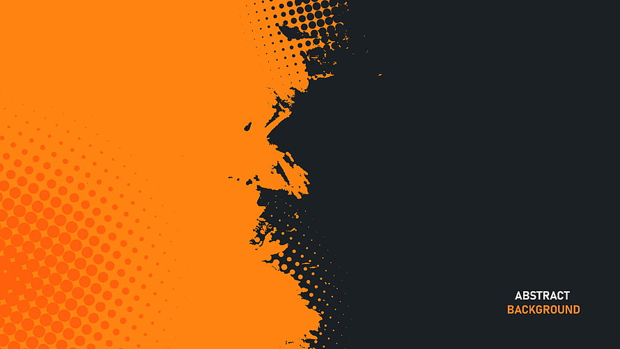 Vibrant Orange and Black Abstract Grunge Texture with Halftone Dot Pattern HD wallpaper