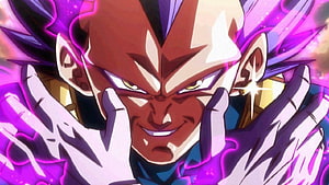 Vegeta Ultra Ego Anime Character Close-Up with Purple Energy Aura HD wallpaper
