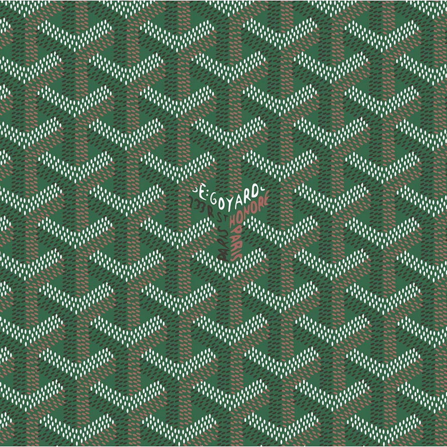 Goyard Green Chevron Pattern with Central Brand Logo and Paris Text HD phone wallpaper