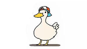 Shuba Duck Cartoon Character Wearing a Colorful Baseball Cap HD wallpaper