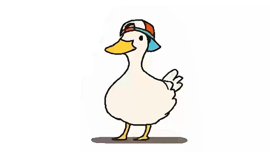 Shuba Duck Cartoon Character Wearing a Colorful Baseball Cap HD wallpaper
