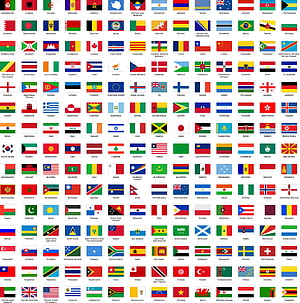 Complete Collection of World Country Flags with Names on White Background HD phone wallpaper