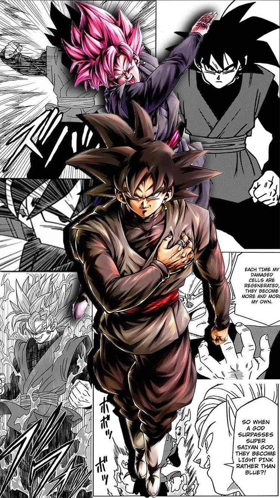 Goku Black and Super Saiyan God Manga Panel Artwork HD phone wallpaper