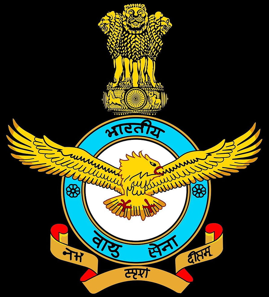 Indian Air Force Emblem with Golden Eagle and Ashoka Lion Capital on Black Background HD phone wallpaper