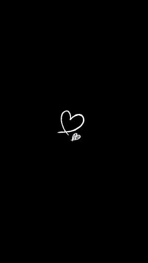 Minimalist White Heart Sketch on Black Background HD phone wallpaper