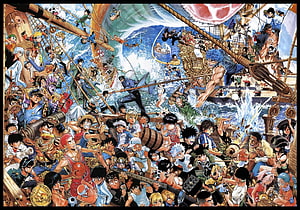 Shonen Jump 40th Anniversary Poster by Yusuke Murata Featuring Iconic Manga Characters HD wallpaper