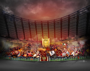 AS Roma Curva Sud Ultras Flares and Banners at Stadio Olimpico HD wallpaper