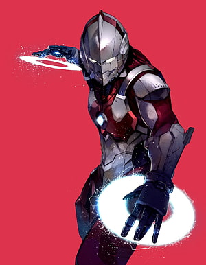 Ultraman Shinjiro Hayata in Silver and Red Armor Generating Energy Rings HD phone wallpaper