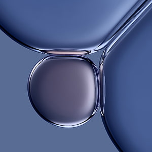 Abstract Blue Liquid Bubbles with Smooth Glassy Reflections and Minimalist Design HD phone wallpaper