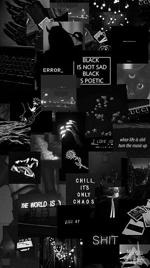 Dark Aesthetic Collage with Monochrome Photography and Edgy Typography HD phone wallpaper