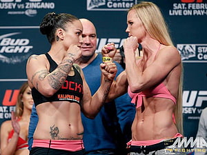 Holly Holm and Raquel Pennington face off at UFC 184 weigh-in HD wallpaper