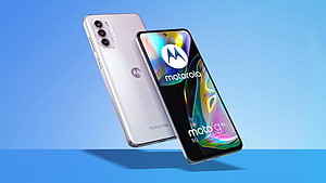 Motorola Moto G82 5G Smartphone Product Shot on Blue Background HD wallpaper