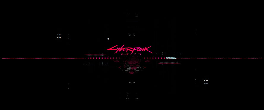 Cyberpunk 2077 Glitch Art Logo on Black Background with Red Digital Distortion HD wallpaper