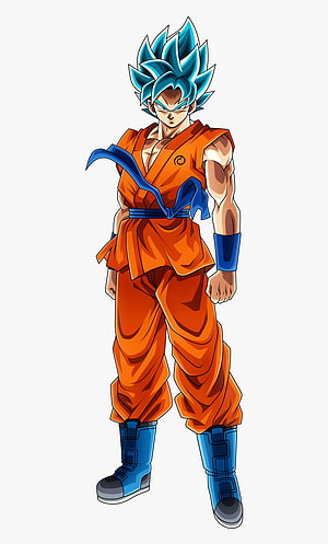 Goku Super Saiyan Blue Full Body Character Art in Orange Gi and Blue Boots HD phone wallpaper