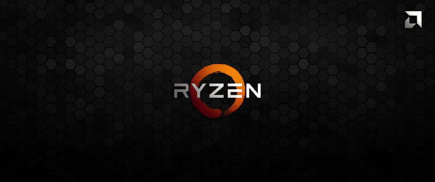 AMD Ryzen Processor Logo on Dark Hexagonal Tech Background HD wallpaper