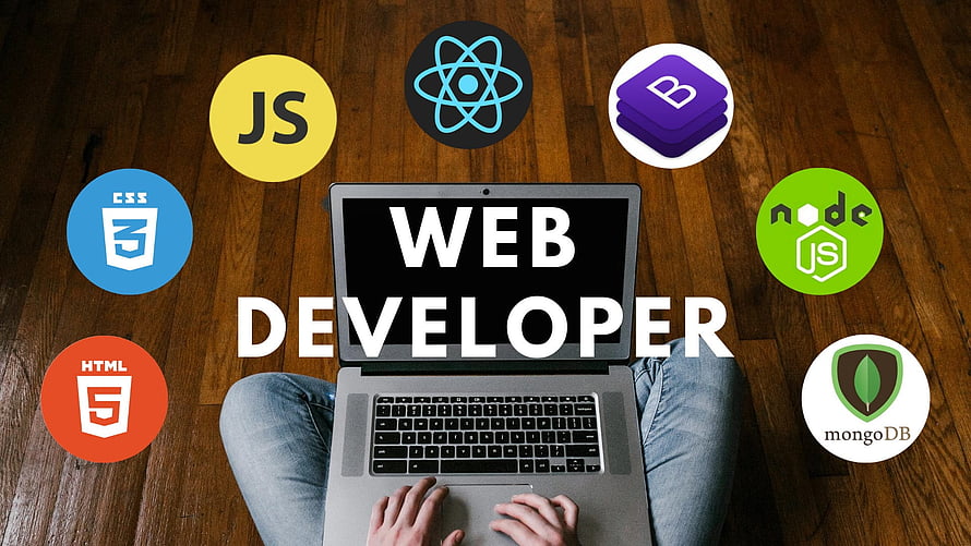 Full Stack Web Developer Workspace With JavaScript React Node And MongoDB Icons HD wallpaper