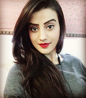 Akshara Singh Portrait With Long Dark Hair And Red Lipstick HD phone wallpaper