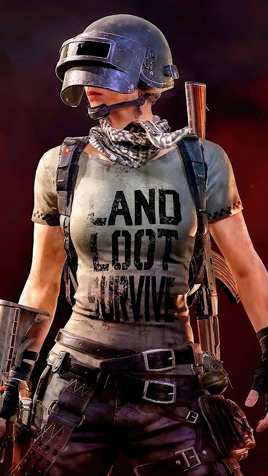 PUBG Female Survivor Character in Tactical Gear and Helmet HD phone wallpaper