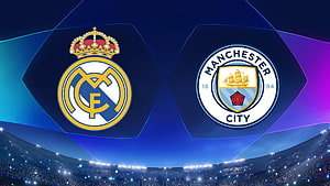 Real Madrid vs Manchester City Matchup Graphic With Stadium Background HD wallpaper
