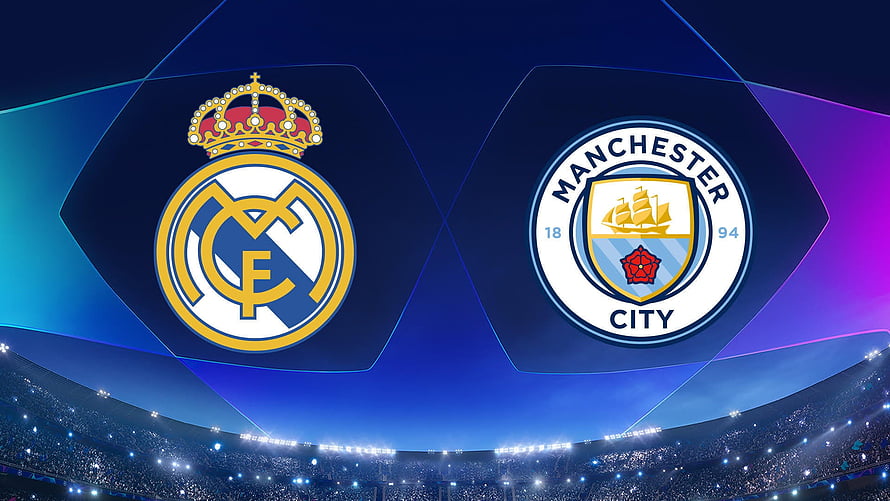 Real Madrid vs Manchester City Matchup Graphic With Stadium Background HD wallpaper