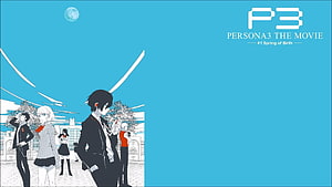 Persona 3 The Movie Spring of Birth Anime Characters on School Campus Under Blue Sky HD wallpaper