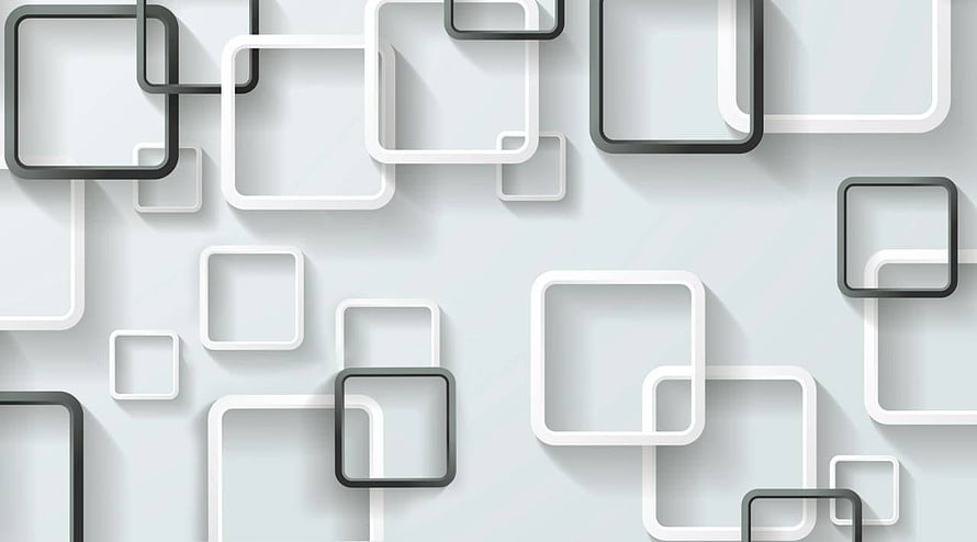 Minimalist 3D Geometric Wall Pattern With Overlapping Black And White Square Frames HD wallpaper