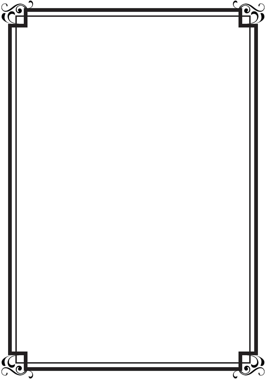 Elegant Black and White Ornamental Certificate Border Template with Decorative Corner Flourishes HD phone wallpaper