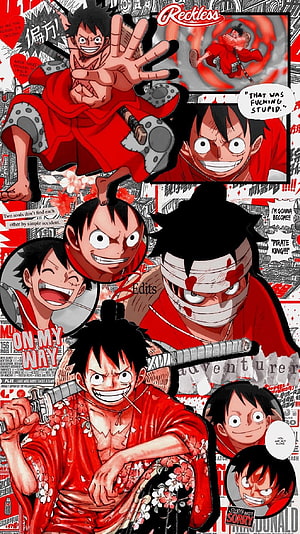 Monkey D. Luffy One Piece Anime Collage Wallpaper HD phone wallpaper