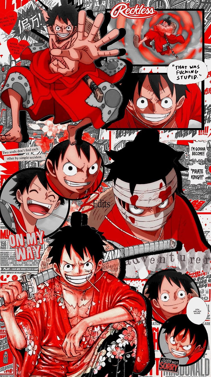 Monkey D. Luffy One Piece Anime Collage Wallpaper HD phone wallpaper