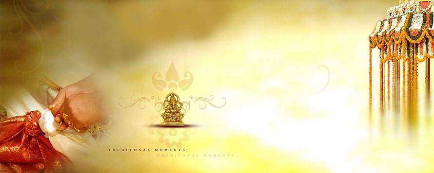 Traditional Indian Wedding Ceremony Decor With Golden Ganesha Statue And Floral Mandap HD wallpaper