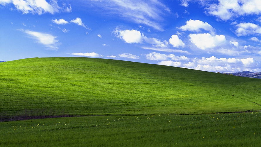 Windows XP Bliss Desktop Landscape with Rolling Green Hills and Blue Sky HD wallpaper
