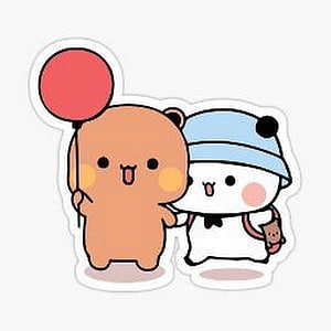 Bubu Dudu Cute Cartoon Bear and Rabbit Sticker with Red Balloon HD phone wallpaper