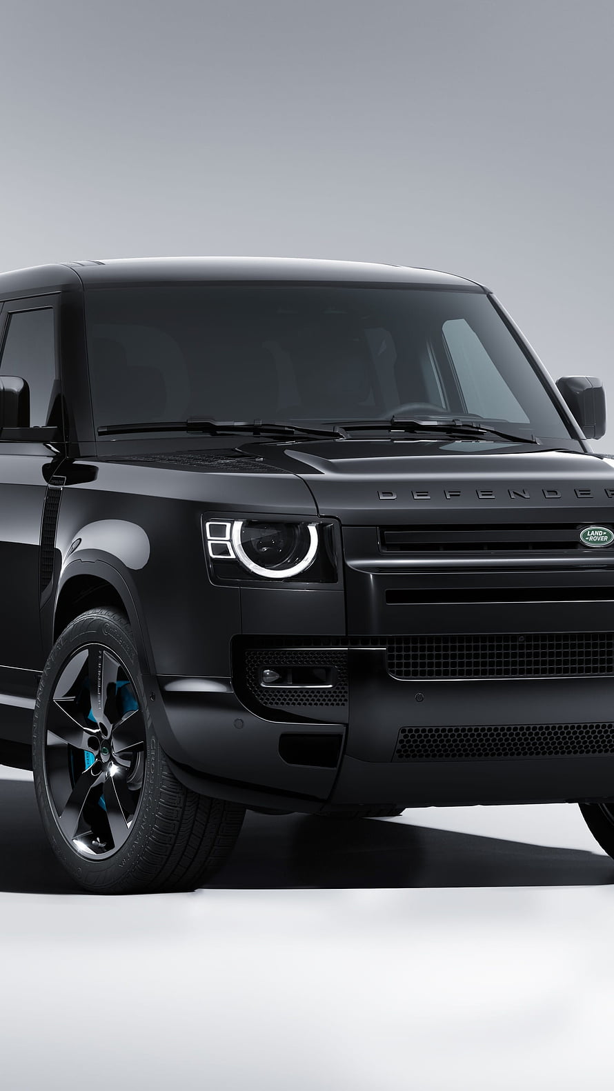 Land Rover Defender 110 V8 Bond Edition Matte Black SUV Front View HD phone wallpaper