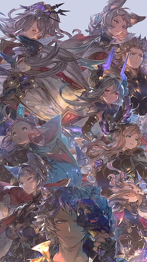 Granblue Fantasy Eternals Character Ensemble with Celestial Armor and Fantasy Art Style HD phone wallpaper