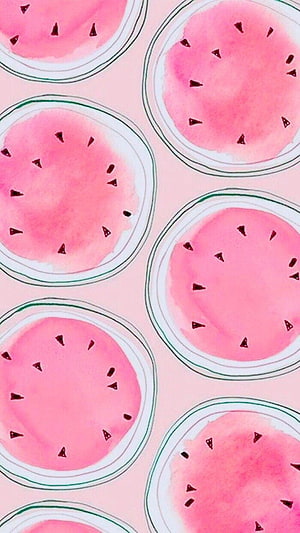 Cute Watercolor Watermelon Slices Pattern on Soft Pink Background HD phone wallpaper