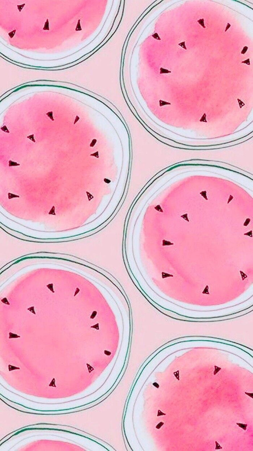Cute Watercolor Watermelon Slices Pattern on Soft Pink Background HD phone wallpaper